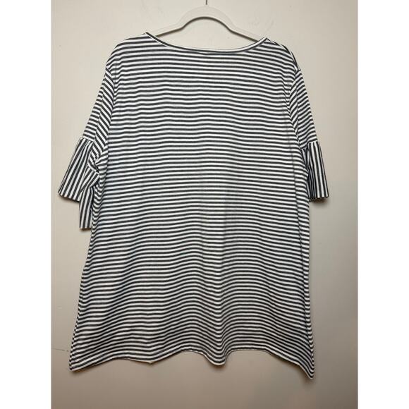 Tickled Teal Striped Flare Sleeve Tunic Size 2X - Picture 2 of 8